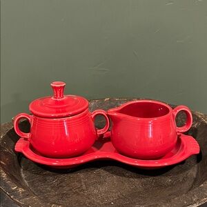 Scarlet Fiestaware Sugar and Creamer Set